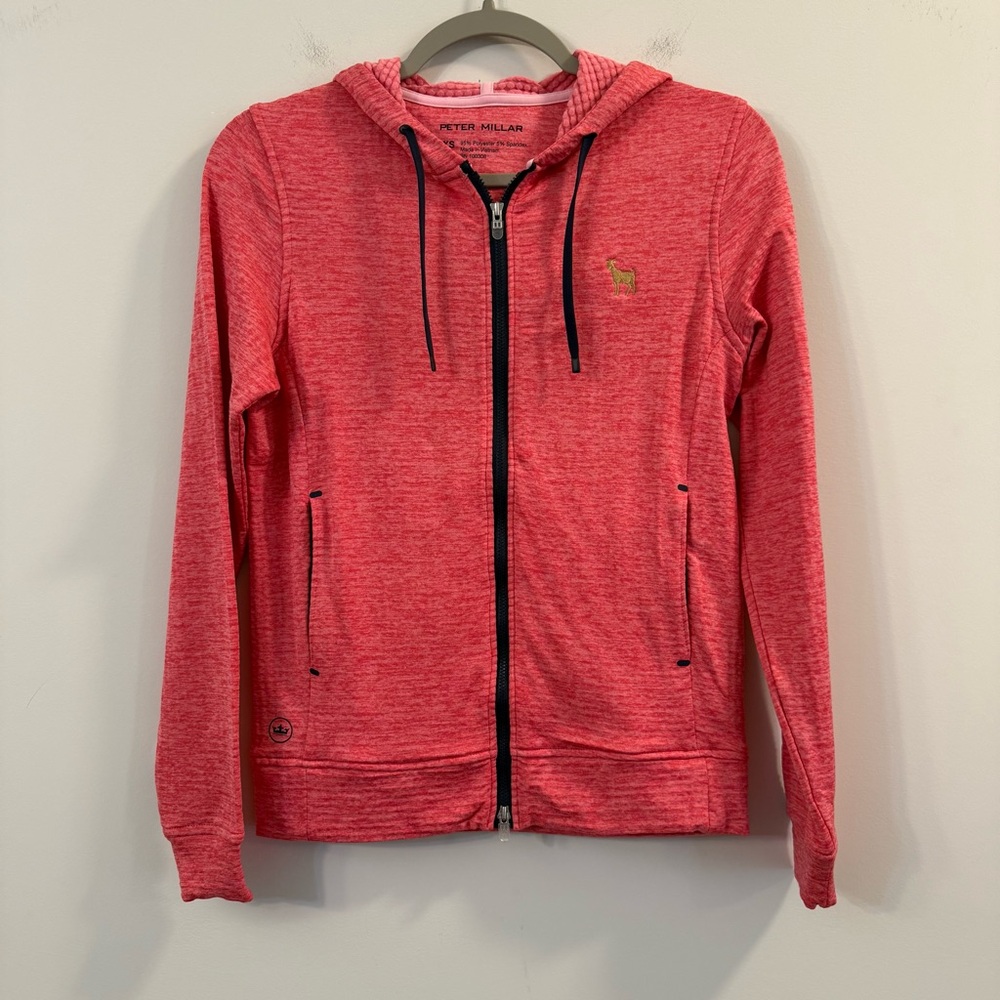 Women’s new Peter Millar Coral pink Full-Zip lightweight Hoodie size XS